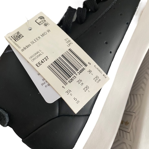NWT Adidas Originals Women's Sleek Mid Sneaker Black Size 5 - Picture 7 of 8